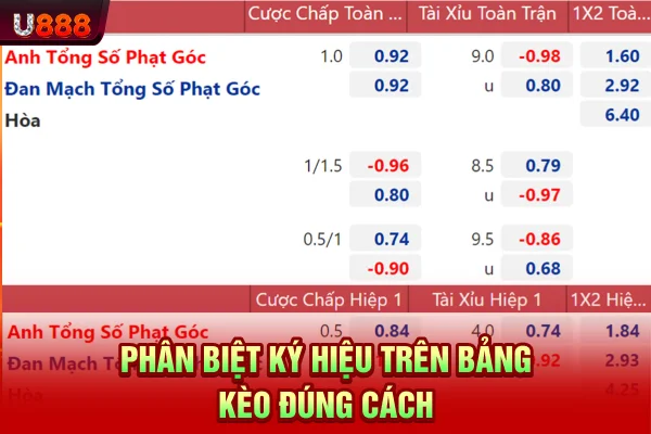 Phân biệt ký hiệu trên bảng kèo đúng cách